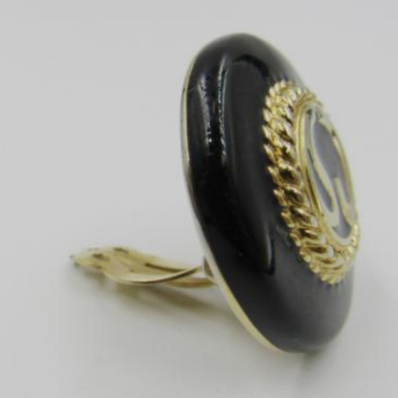 NEW St. John Knits Vintage Clip On Earrings 22KGP Enamel Signed - Picture 4 of 7